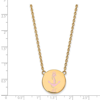 Gold Plated Sterling Silver Logoart Delta Gamma Sorority Symbol Large Color Enamel Pendant 18 Inch Necklace