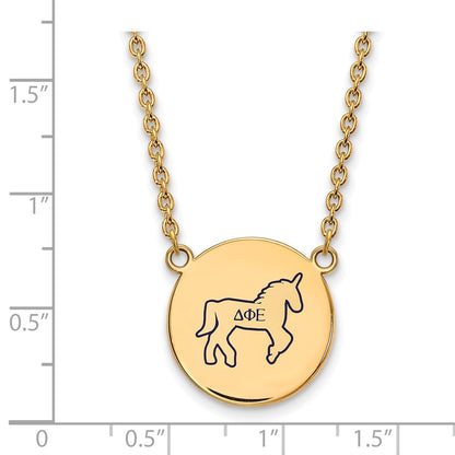 Gold Plated Sterling Silver Logoart Delta Phi Epsilon Sorority Symbol Large Color Enamel Pendant 18 Inch Necklace