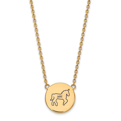 Gold Plated Sterling Silver Logoart Delta Phi Epsilon Sorority Symbol Large Color Enamel Pendant 18 Inch Necklace