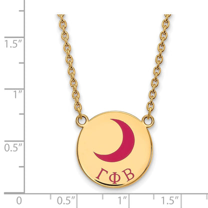 Gold Plated Sterling Silver Logoart Gamma Phi Beta Sorority Symbol Large Color Enamel Pendant 18 Inch Necklace