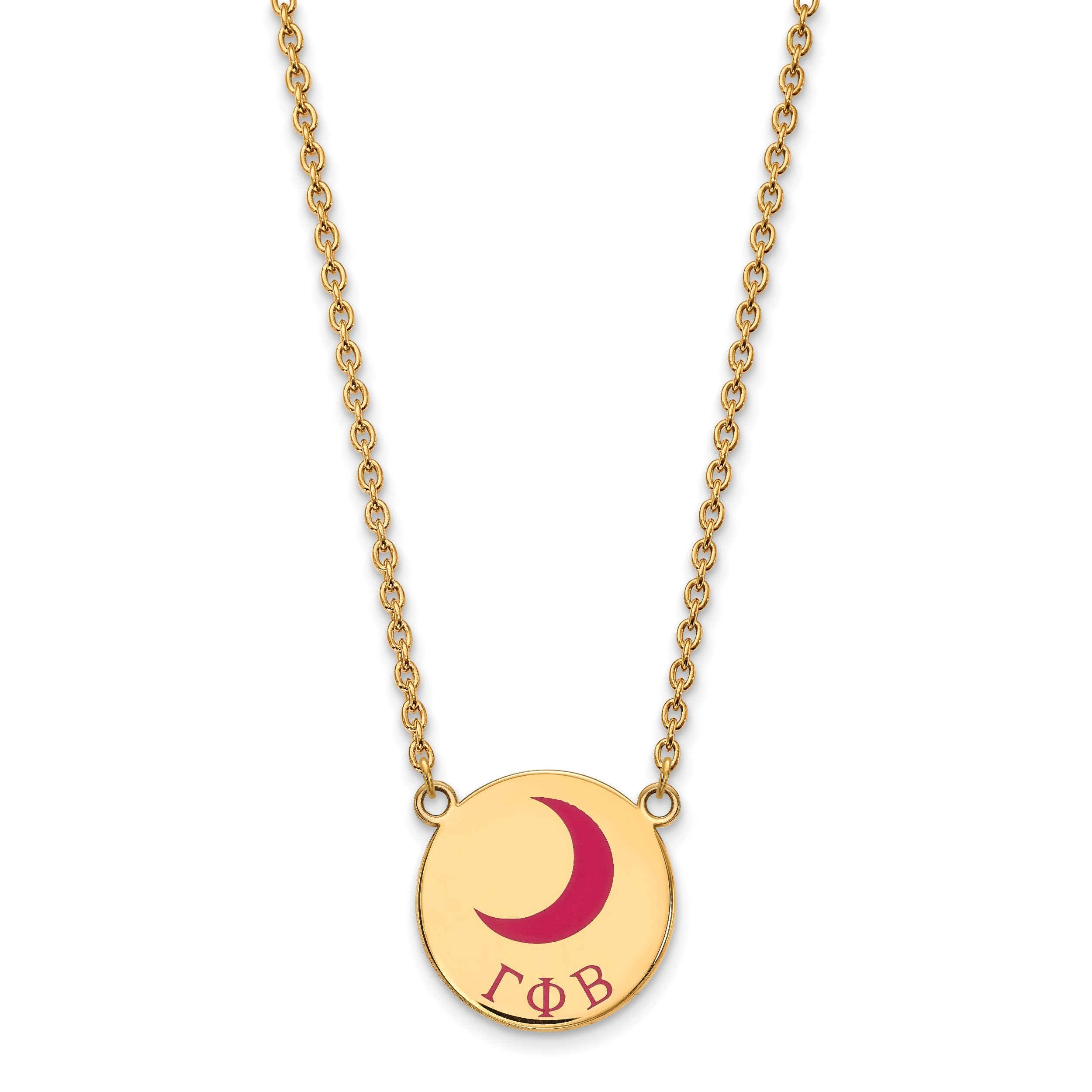 Gold Plated Sterling Silver Logoart Gamma Phi Beta Sorority Symbol Large Color Enamel Pendant 18 Inch Necklace