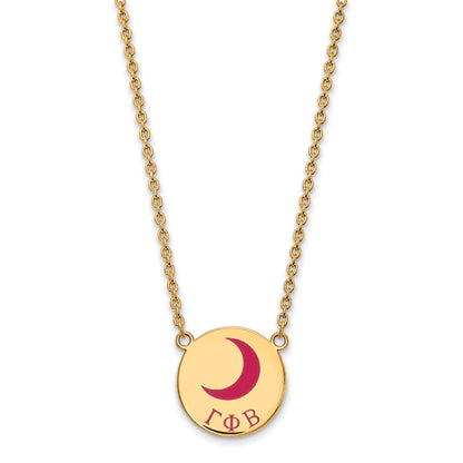 Gold Plated Sterling Silver Logoart Gamma Phi Beta Sorority Symbol Large Color Enamel Pendant 18 Inch Necklace