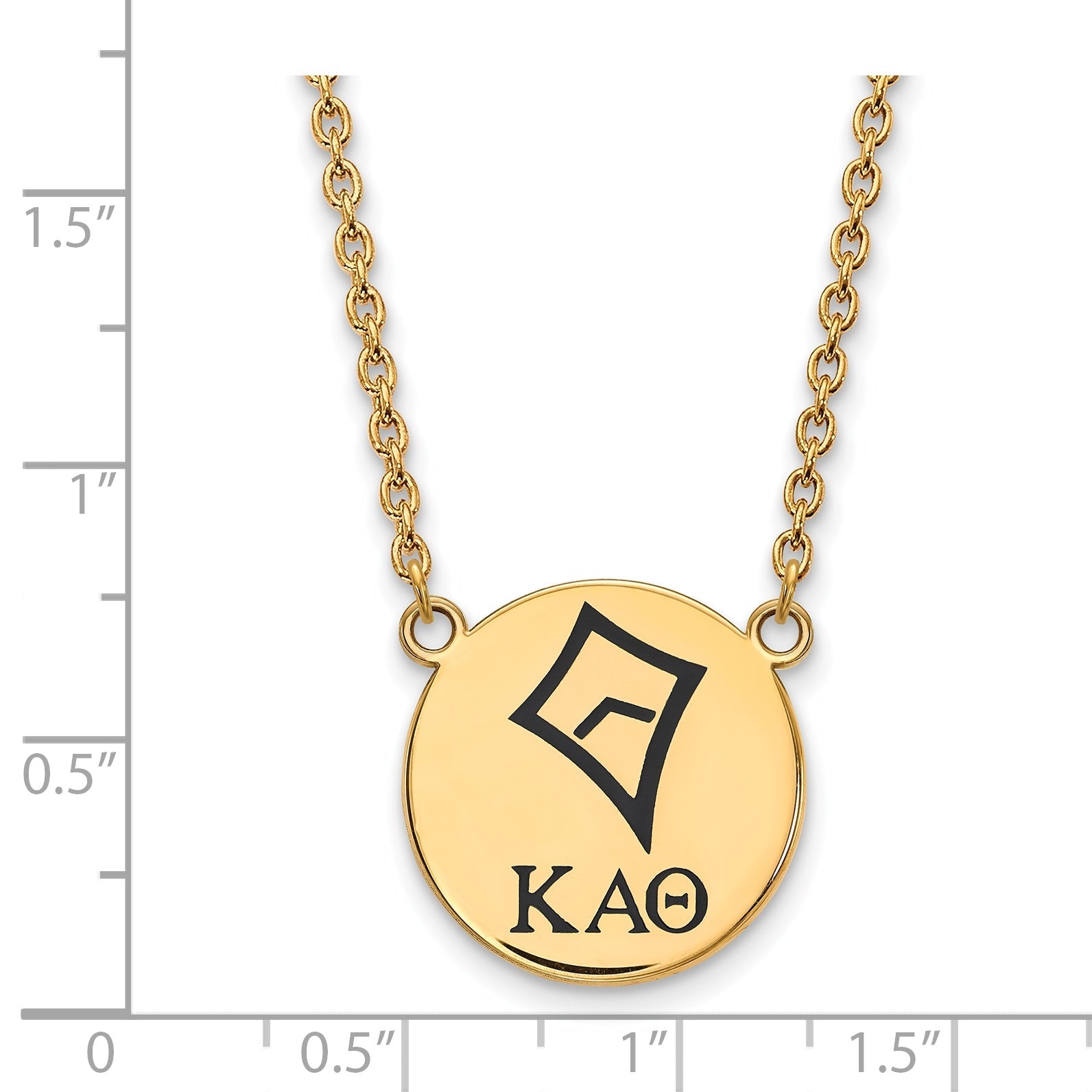 Gold Plated Sterling Silver Logoart Kappa Alpha Theta Sorority Symbol Large Color Enamel Pendant 18 Inch Necklace