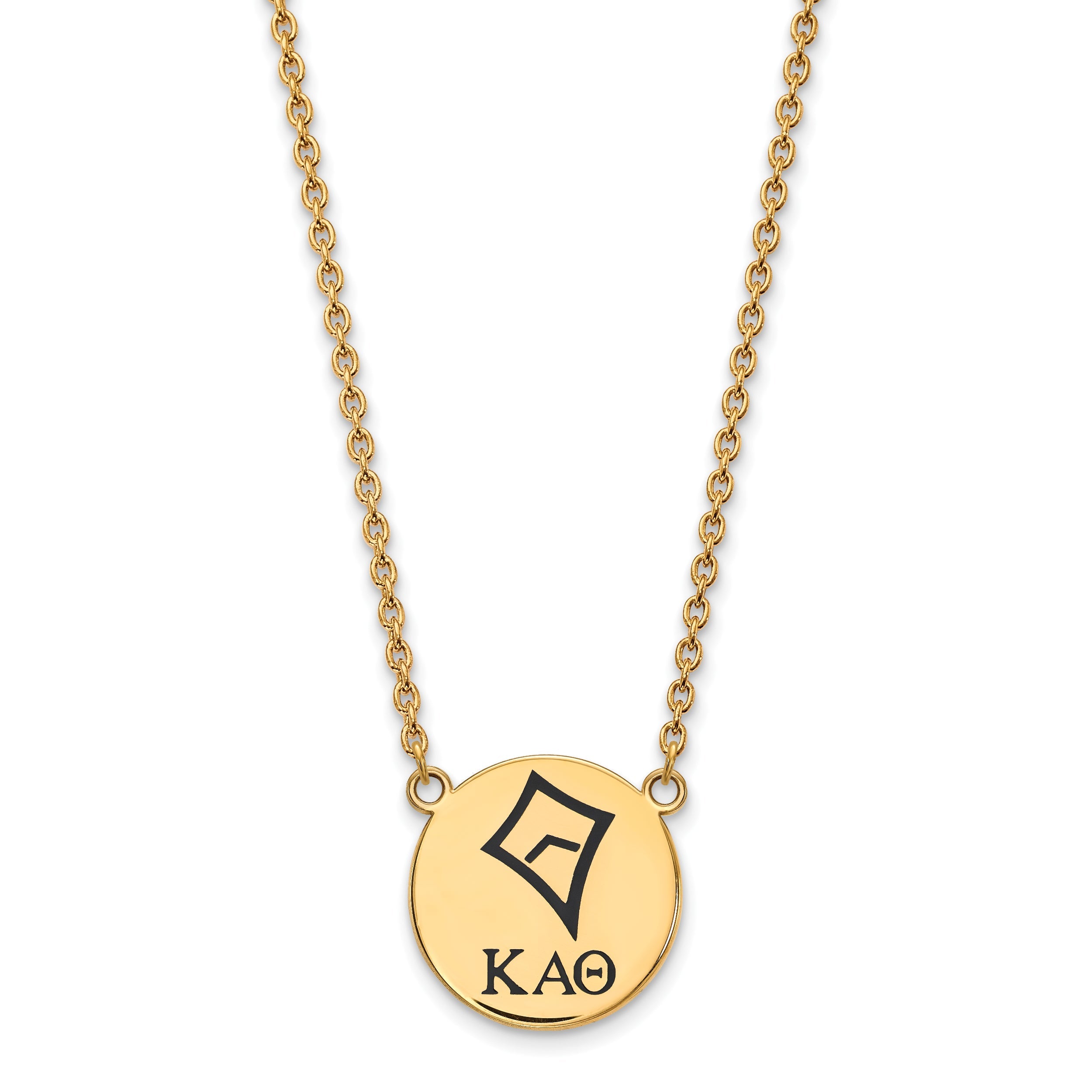 Gold Plated Sterling Silver Logoart Kappa Alpha Theta Sorority Symbol Large Color Enamel Pendant 18 Inch Necklace