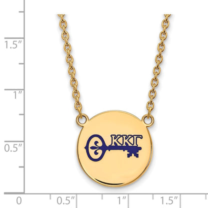 Gold Plated Sterling Silver Logoart Kappa Gamma Sorority Symbol Large Color Enamel Pendant 18 Inch Necklace