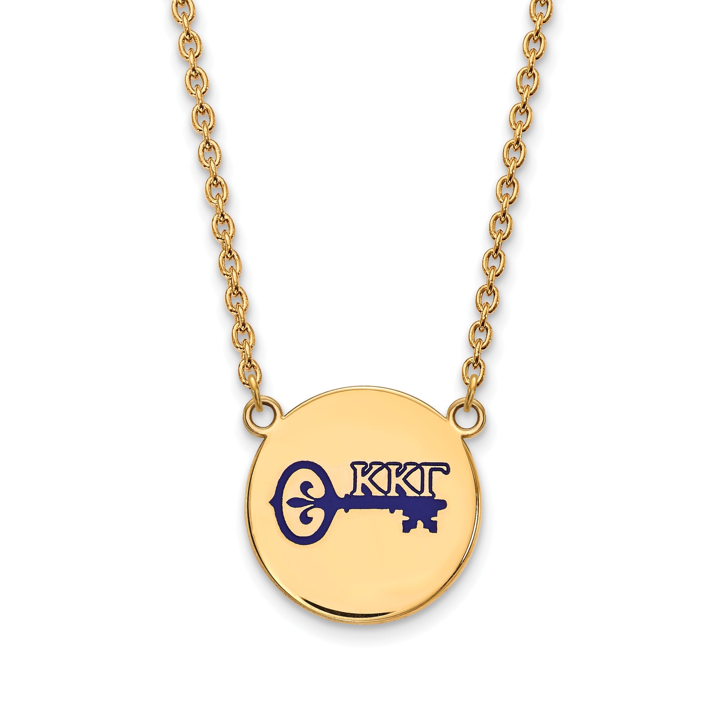 Gold Plated Sterling Silver Logoart Kappa Gamma Sorority Symbol Large Color Enamel Pendant 18 Inch Necklace