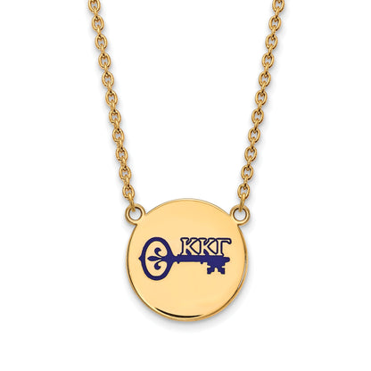 Gold Plated Sterling Silver Logoart Kappa Gamma Sorority Symbol Large Color Enamel Pendant 18 Inch Necklace
