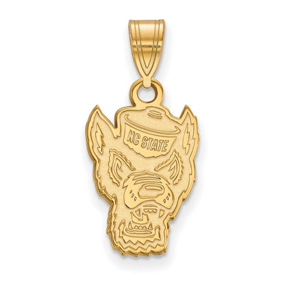 Gold Plated Sterling Silver Logoart North Carolina State University Wolf Medium Pendant