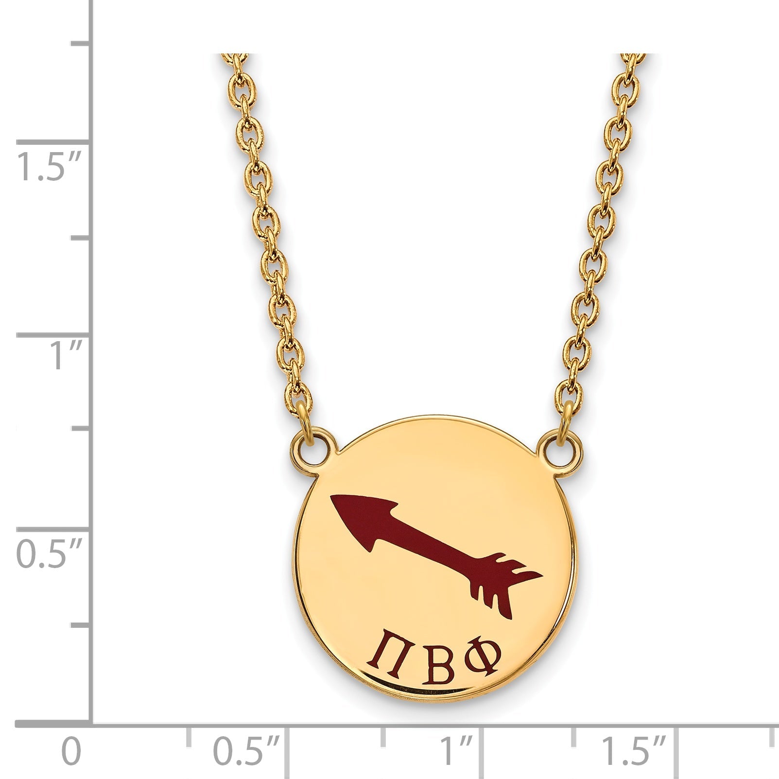 Gold Plated Sterling Silver Logoart Pi Beta Phi Sorority Symbol Large Color Enamel Pendant 18 Inch Necklace