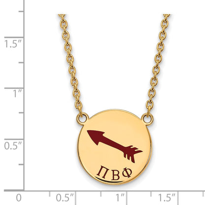 Gold Plated Sterling Silver Logoart Pi Beta Phi Sorority Symbol Large Color Enamel Pendant 18 Inch Necklace
