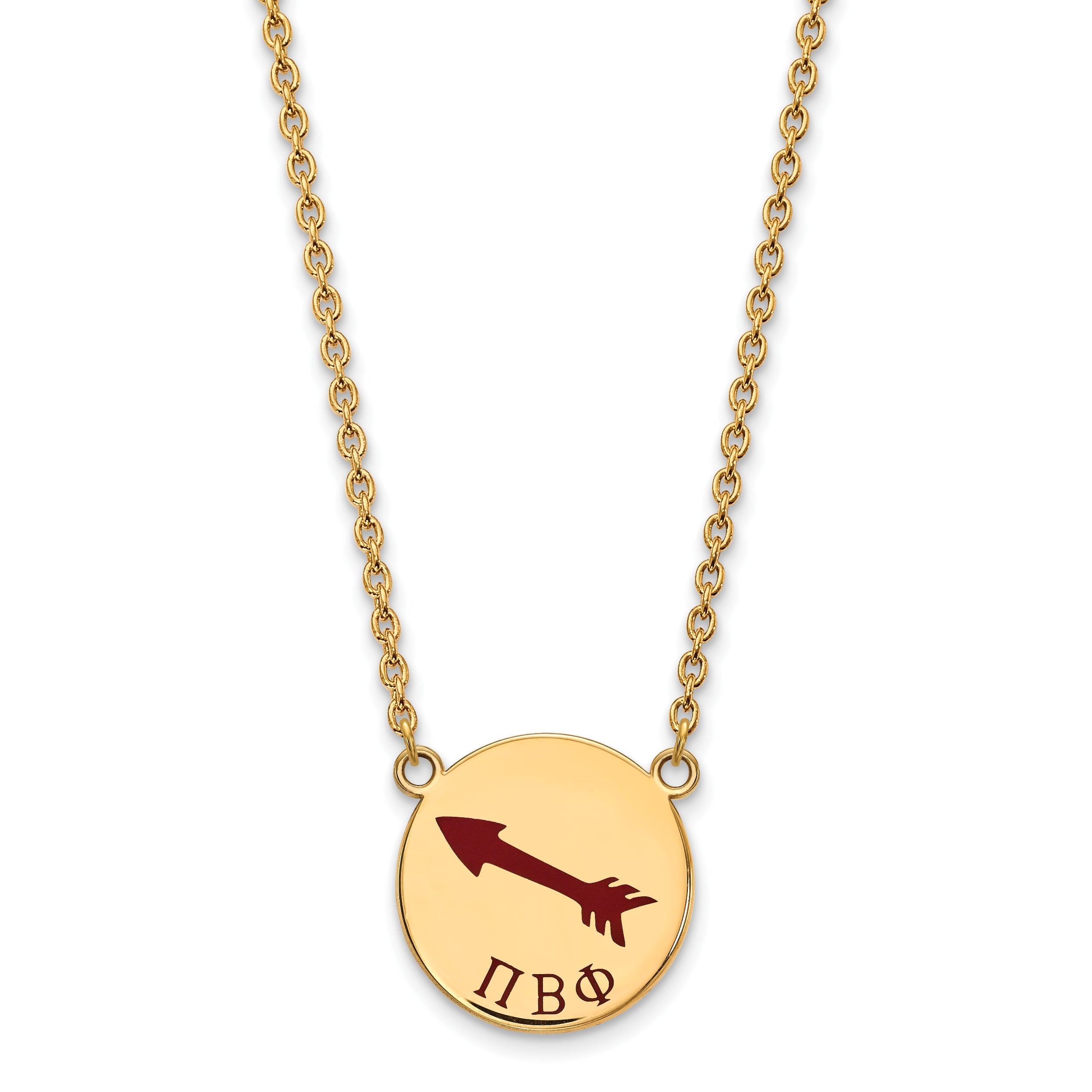 Gold Plated Sterling Silver Logoart Pi Beta Phi Sorority Symbol Large Color Enamel Pendant 18 Inch Necklace
