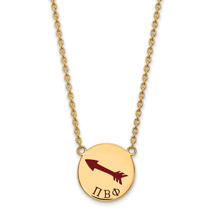 Gold Plated Sterling Silver Logoart Pi Beta Phi Sorority Symbol Large Color Enamel Pendant 18 Inch Necklace