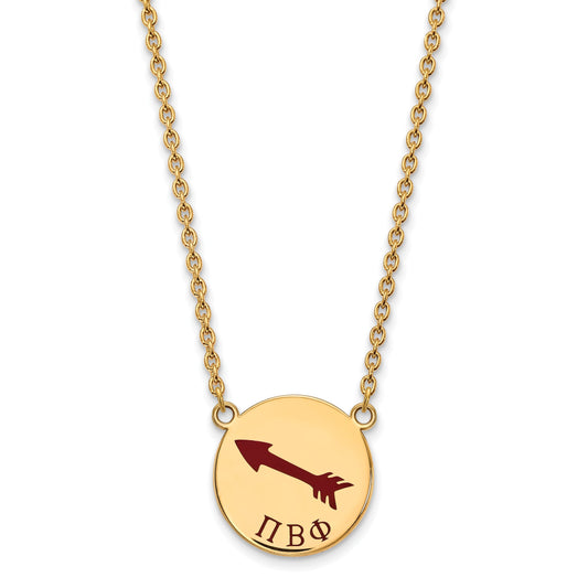 Gold Plated Sterling Silver Logoart Pi Beta Phi Sorority Symbol Large Color Enamel Pendant 18 Inch Necklace
