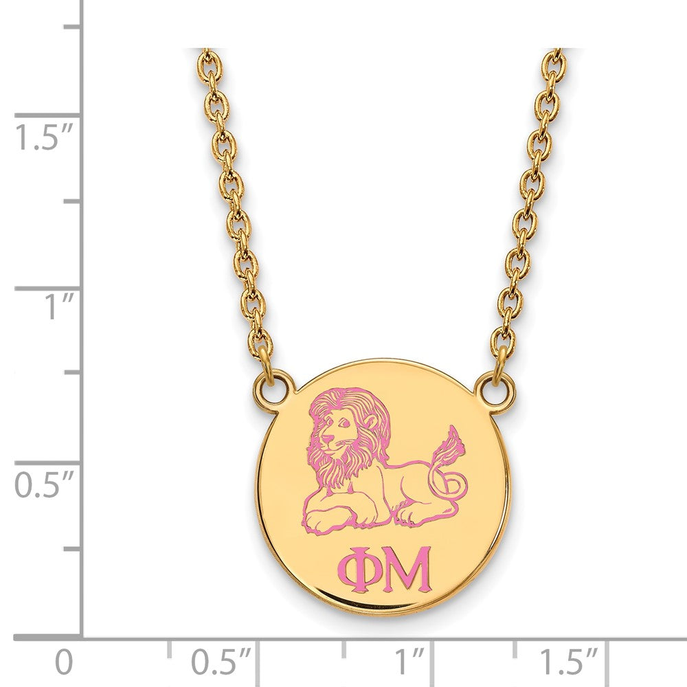 Gold Plated Sterling Silver Logoart Phi Mu Sorority Symbol Small Color Enamel Pendant 18 Inch Necklace