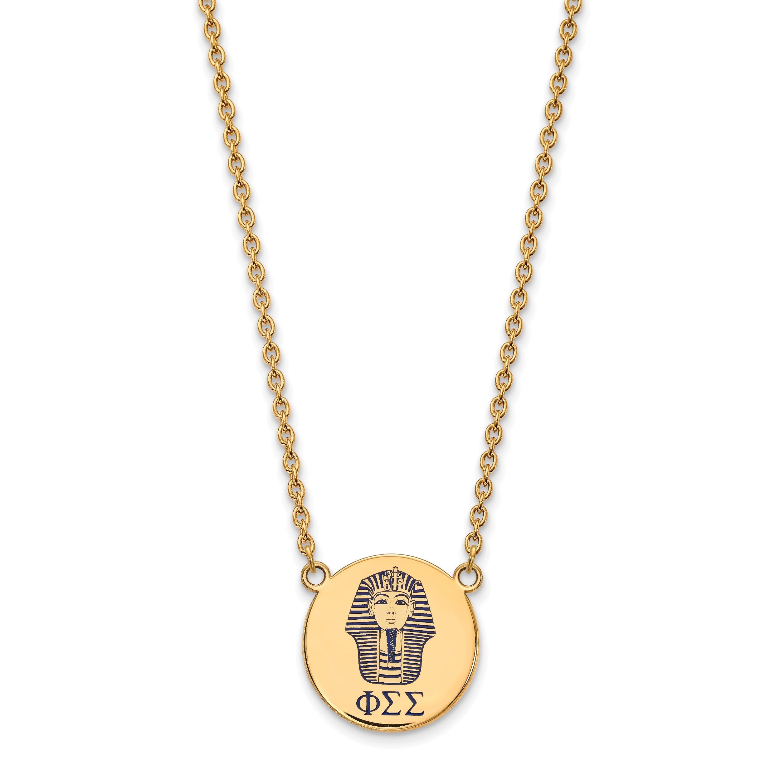 Gold Plated Sterling Silver Logoart Phi Sigma Sorority Symbol Large Color Enamel Pendant 18 Inch Necklace