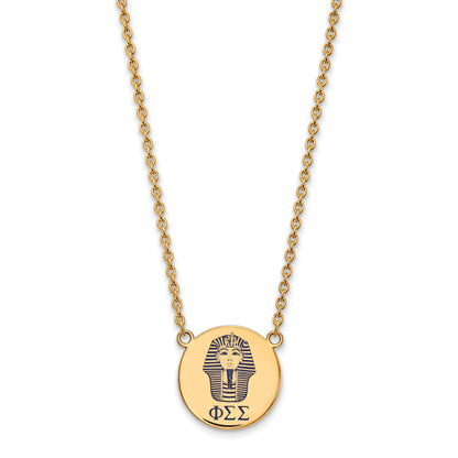 Gold Plated Sterling Silver Logoart Phi Sigma Sorority Symbol Large Color Enamel Pendant 18 Inch Necklace