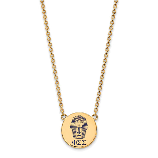 Gold Plated Sterling Silver Logoart Phi Sigma Sorority Symbol Large Color Enamel Pendant 18 Inch Necklace