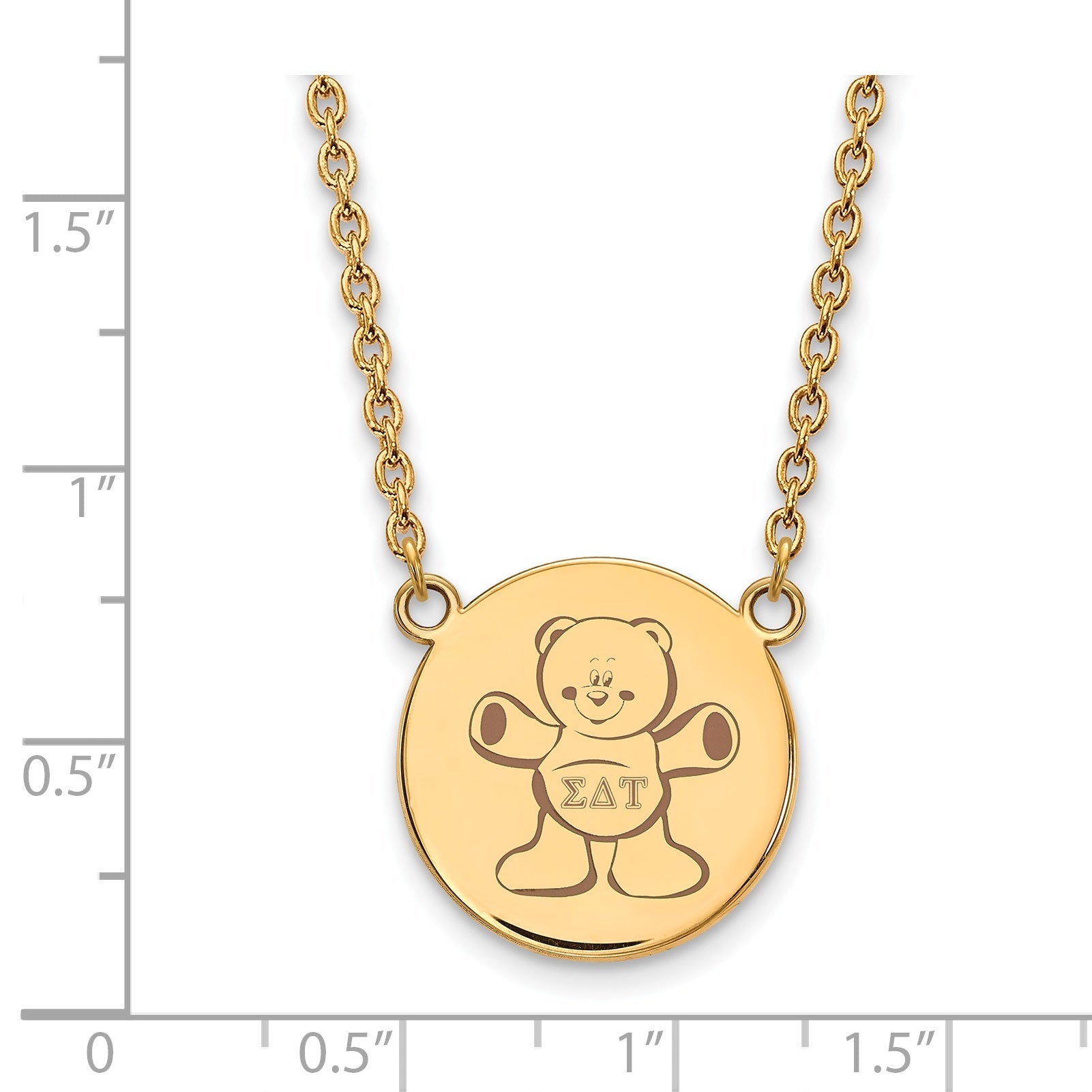 Gold Plated Sterling Silver Logoart Sigma Delta Tau Sorority Symbol Large Color Enamel Pendant 18 Inch Necklace