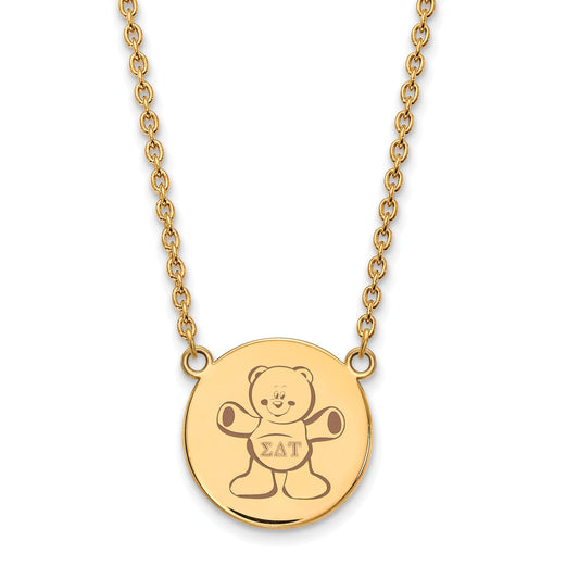 Gold Plated Sterling Silver Logoart Sigma Delta Tau Sorority Symbol Large Color Enamel Pendant 18 Inch Necklace