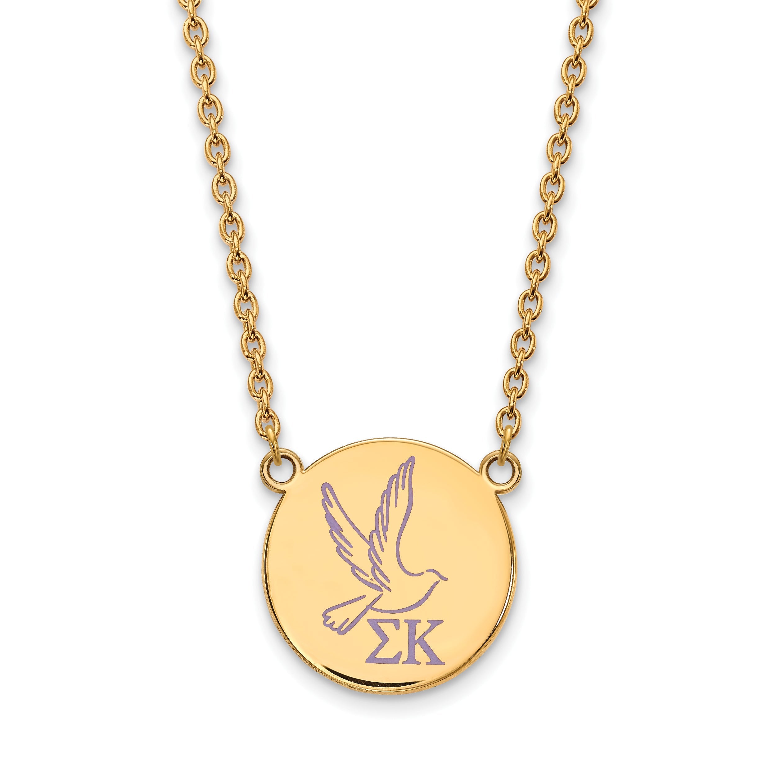 Gold Plated Sterling Silver Logoart Sigma Kappa Sorority Symbol Large Color Enamel Pendant 18 Inch Necklace