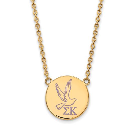 Gold Plated Sterling Silver Logoart Sigma Kappa Sorority Symbol Large Color Enamel Pendant 18 Inch Necklace
