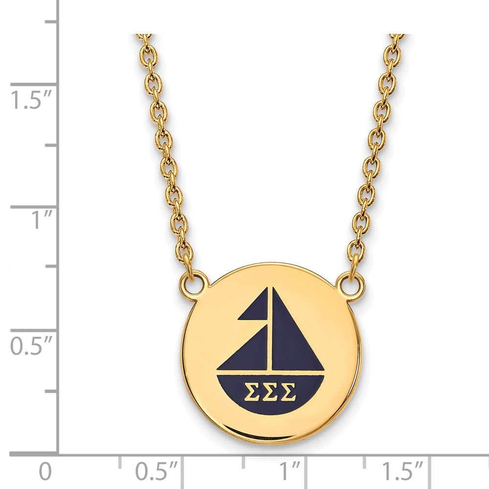 Gold Plated Sterling Silver Logoart Sigma Sorority Symbol Large Color Enamel Pendant 18 Inch Necklace