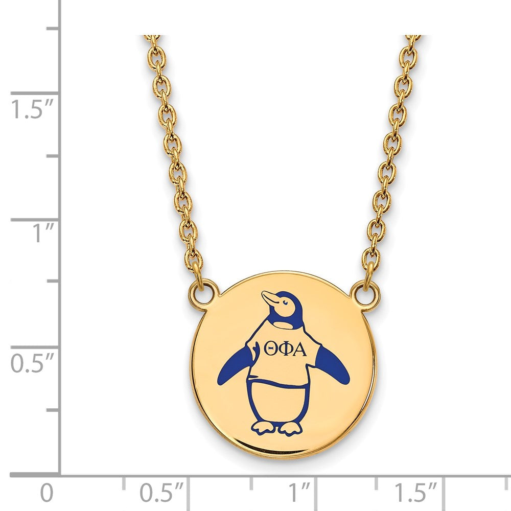 Gold Plated Sterling Silver Logoart Theta Phi Alpha Sorority Symbol Large Color Enamel Pendant 18 Inch Necklace