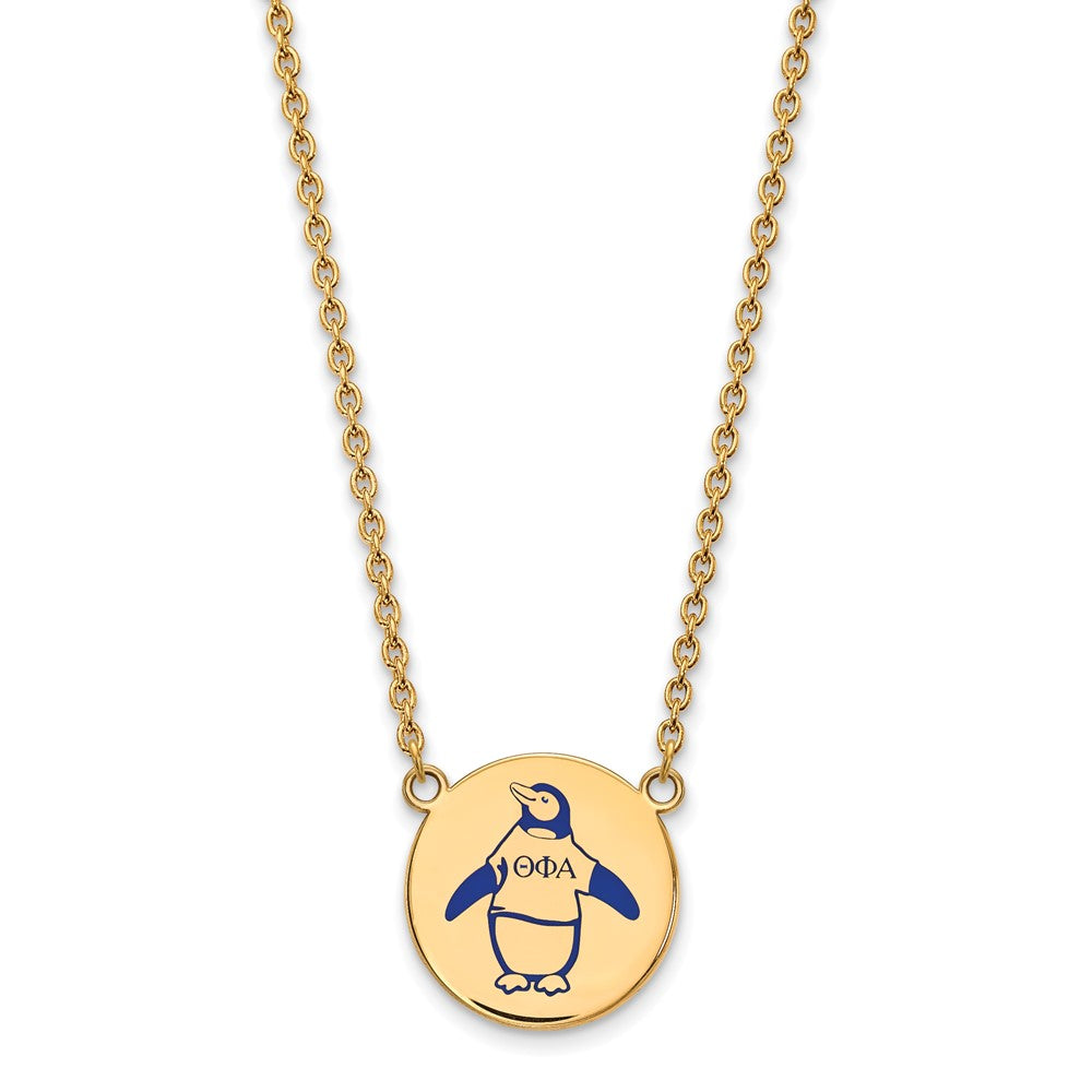 Gold Plated Sterling Silver Logoart Theta Phi Alpha Sorority Symbol Large Color Enamel Pendant 18 Inch Necklace