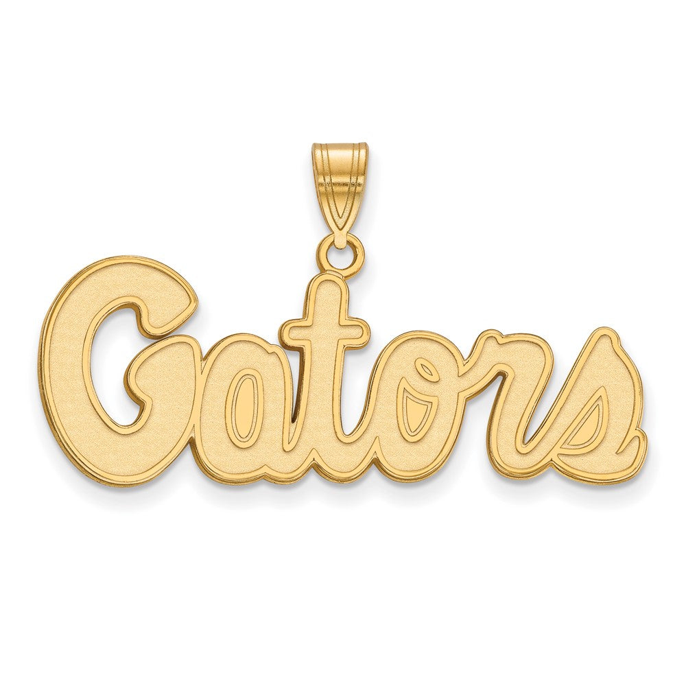 Gold Plated Sterling Silver Logoart University Of Florida Gators Script Medium Pendant