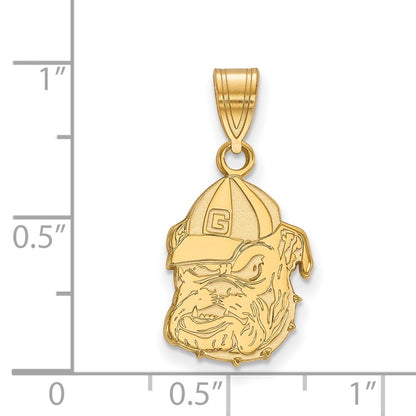 Gold Plated Sterling Silver Logoart University Of Georgia Bulldog Medium Pendant