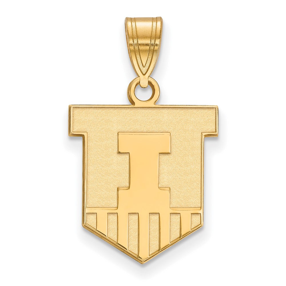 10K Yellow Gold Logoart University Of Illinois Victory Badge Medium Pendant