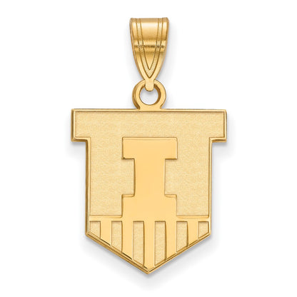 10K Yellow Gold Logoart University Of Illinois Victory Badge Medium Pendant
