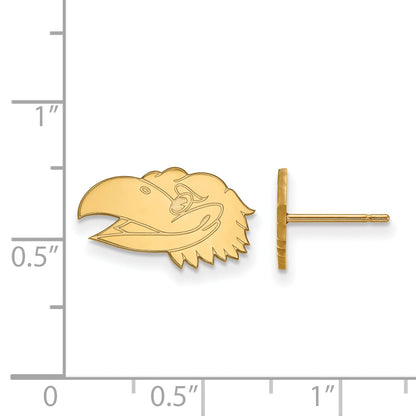 14K Yellow Gold Logoart University Of Kansas Jayhawk Extra Small Post Earrings