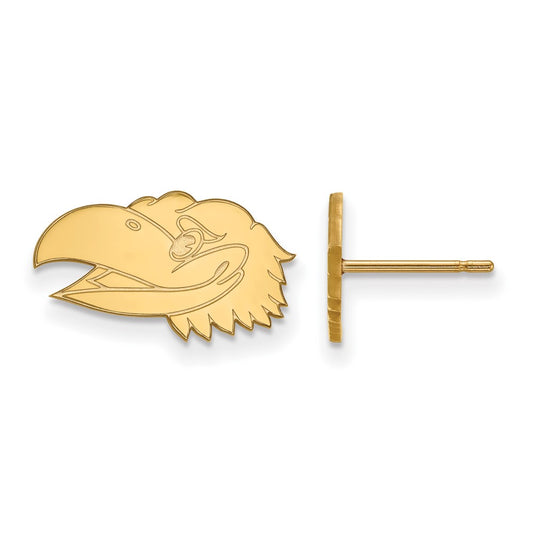 10K Yellow Gold Logoart University Of Kansas Jayhawk Extra Small Post Earrings