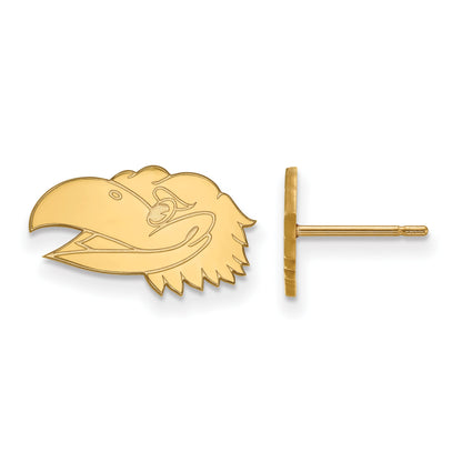 14K Yellow Gold Logoart University Of Kansas Jayhawk Extra Small Post Earrings