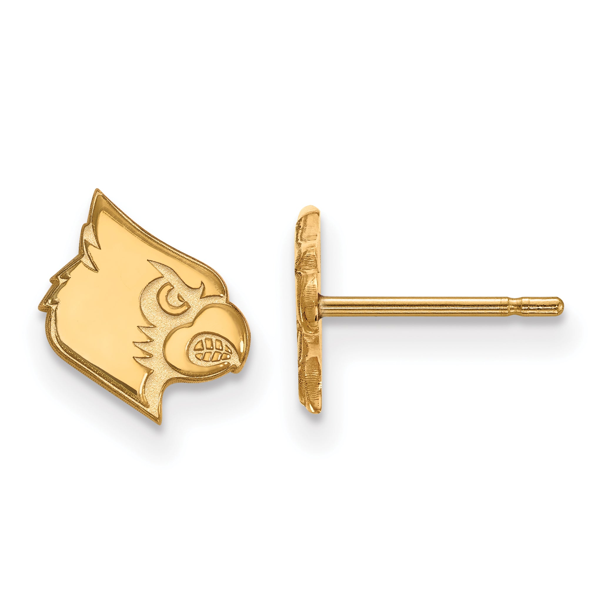 Gold Plated Sterling Silver Logoart University Of Louisville Cardinal Extra Small Post Earrings