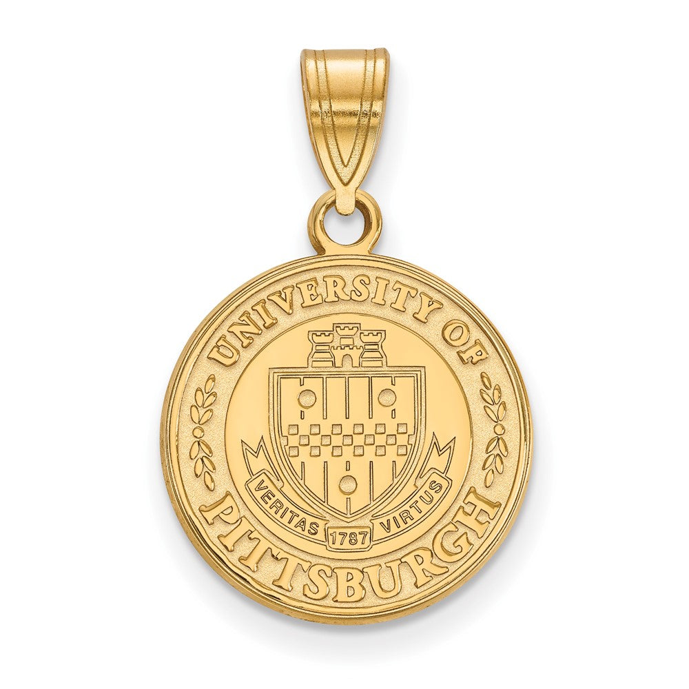 Gold Plated Sterling Silver Logoart University Of Pittsburgh Medium Crest Pendant