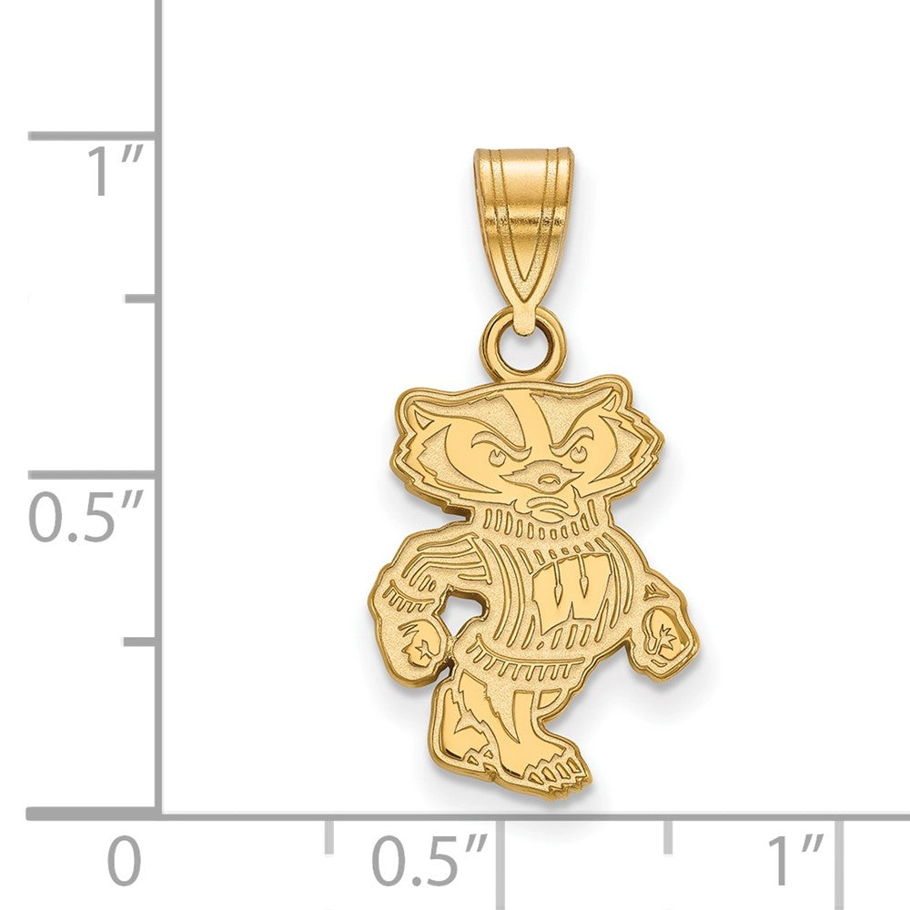 Gold Plated Sterling Silver Logoart University Of Wisconsin Badger Medium Pendant