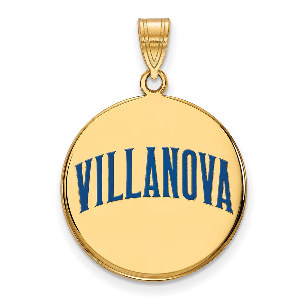 Gold Plated Sterling Silver Logoart Villanova University Large Enameled Disc Pendant
