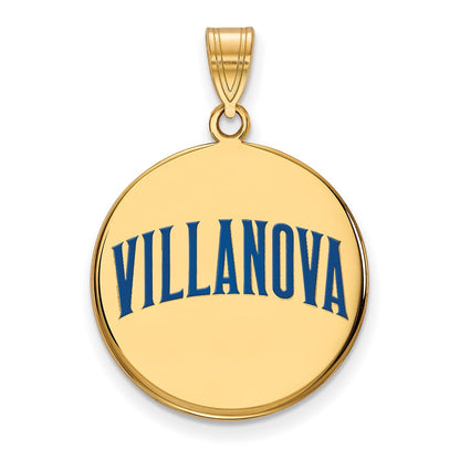 Gold Plated Sterling Silver Logoart Villanova University Large Enameled Disc Pendant