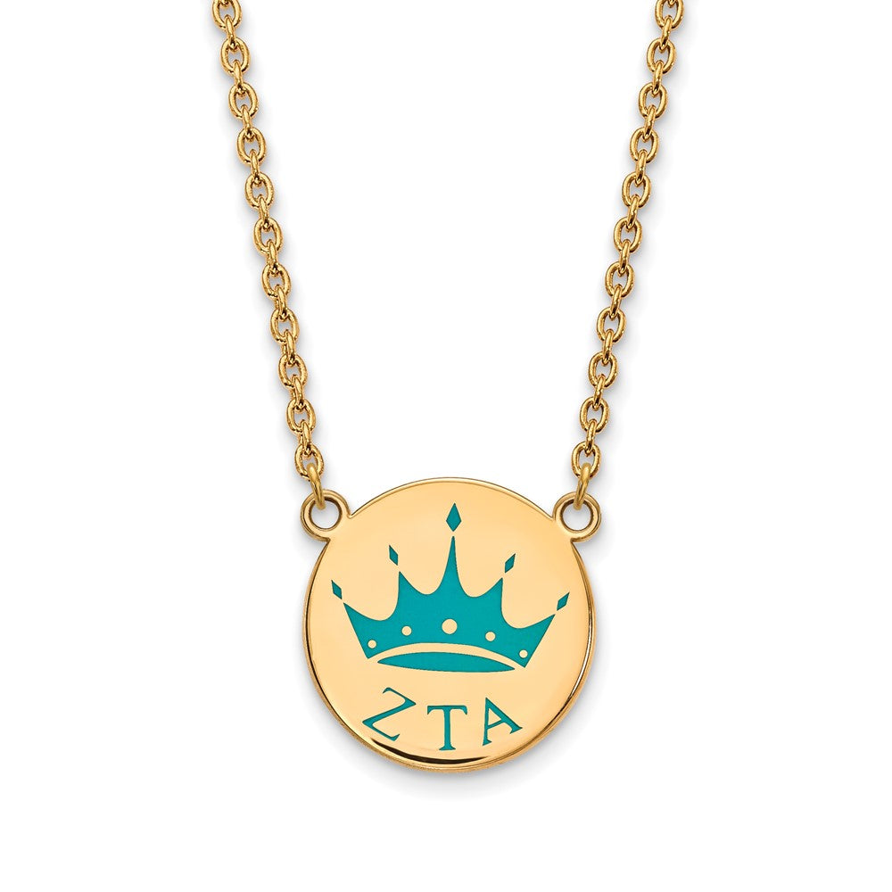 Gold Plated Sterling Silver Logoart Zeta Tau Alpha Sorority Symbol Small Color Enamel Pendant 18 Inch Necklace