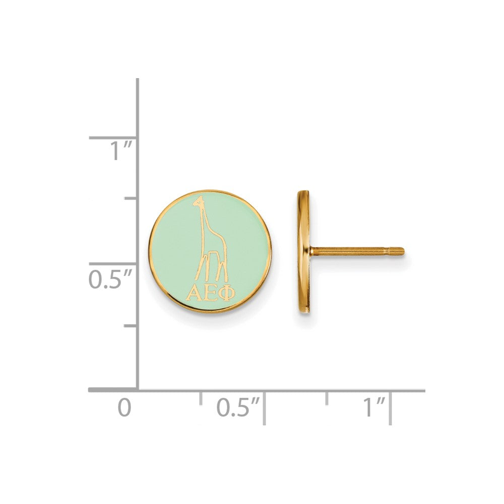 Gold Plated Sterling Silver Logoart Alpha Epsilon Phi Sorority Symbol Color Enamel Post Earrings