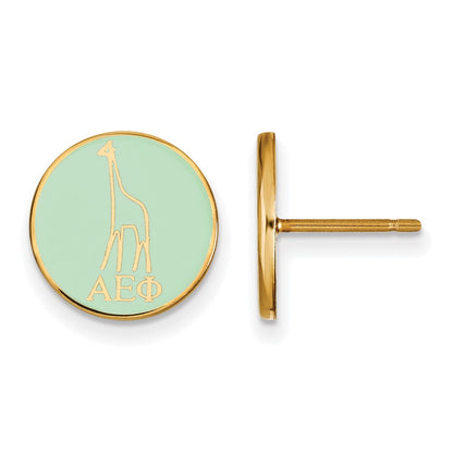 Gold Plated Sterling Silver Logoart Alpha Epsilon Phi Sorority Symbol Color Enamel Post Earrings