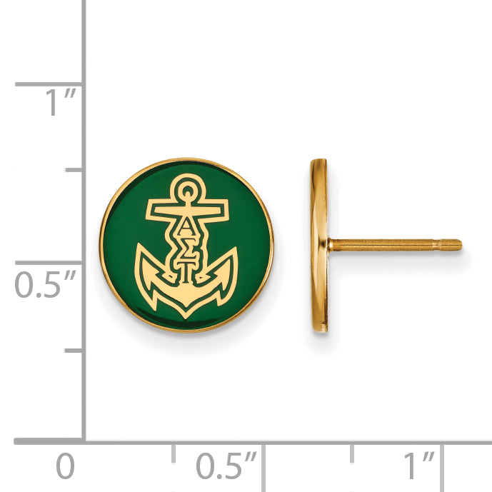 Gold Plated Sterling Silver Logoart Alpha Sigma Tau Sorority Symbol Color Enamel Post Earrings