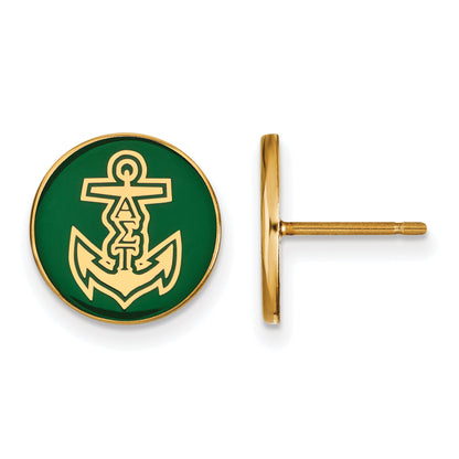 Gold Plated Sterling Silver Logoart Alpha Sigma Tau Sorority Symbol Color Enamel Post Earrings