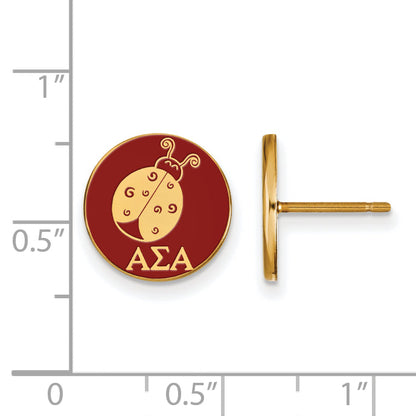 Gold Plated Sterling Silver Logoart Alpha Sigma Sorority Symbol Color Enamel Post Earrings