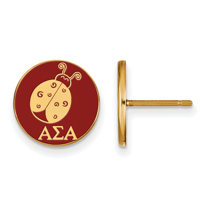 Gold Plated Sterling Silver Logoart Alpha Sigma Sorority Symbol Color Enamel Post Earrings