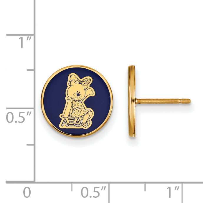 Gold Plated Sterling Silver Logoart Alpha Xi Delta Sorority Symbol Color Enamel Post Earrings