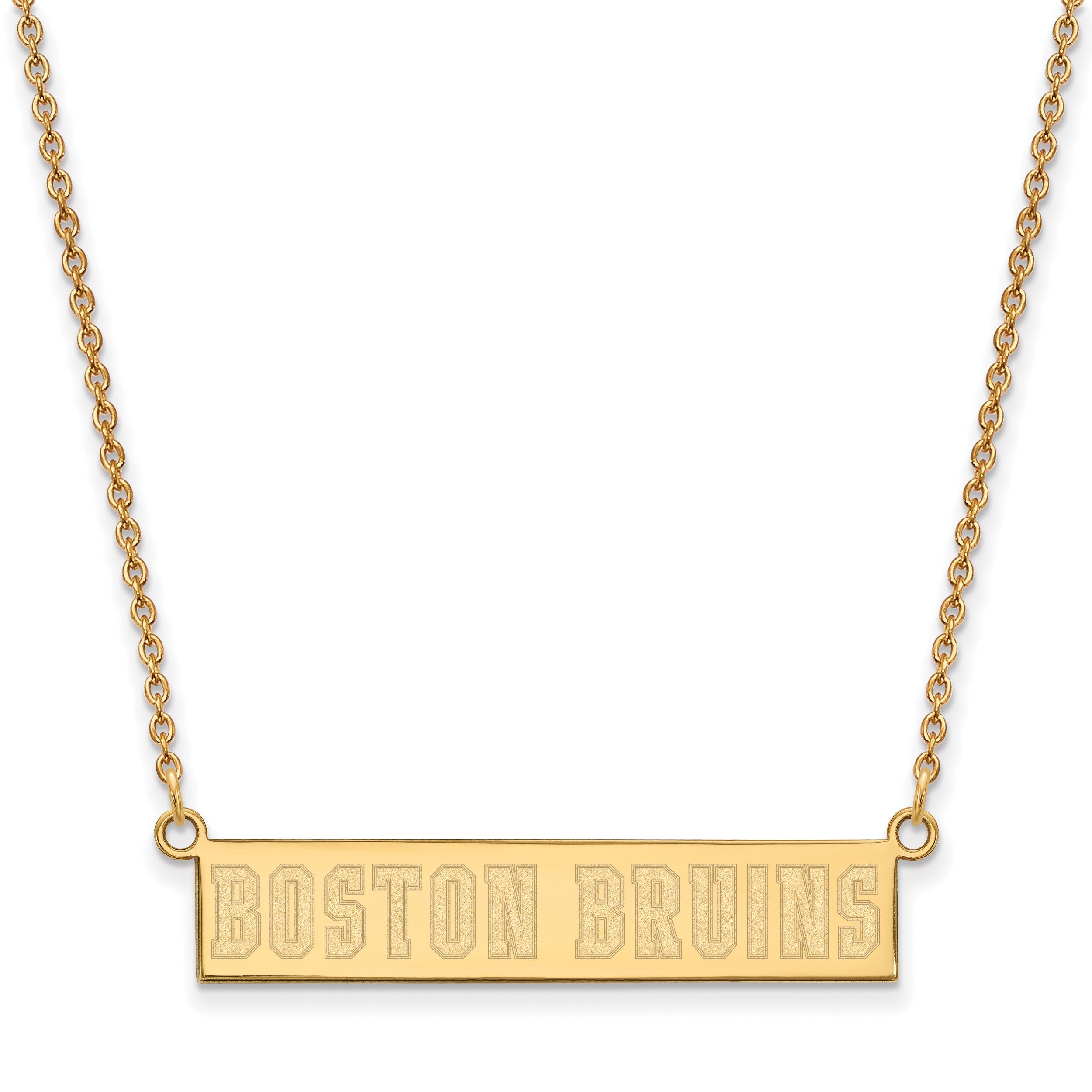 Gold Plated Sterling Silver Nhl Logoart Boston Bruins Small Bar 18 Inch Necklace