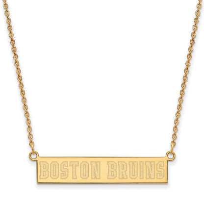 Gold Plated Sterling Silver Nhl Logoart Boston Bruins Small Bar 18 Inch Necklace